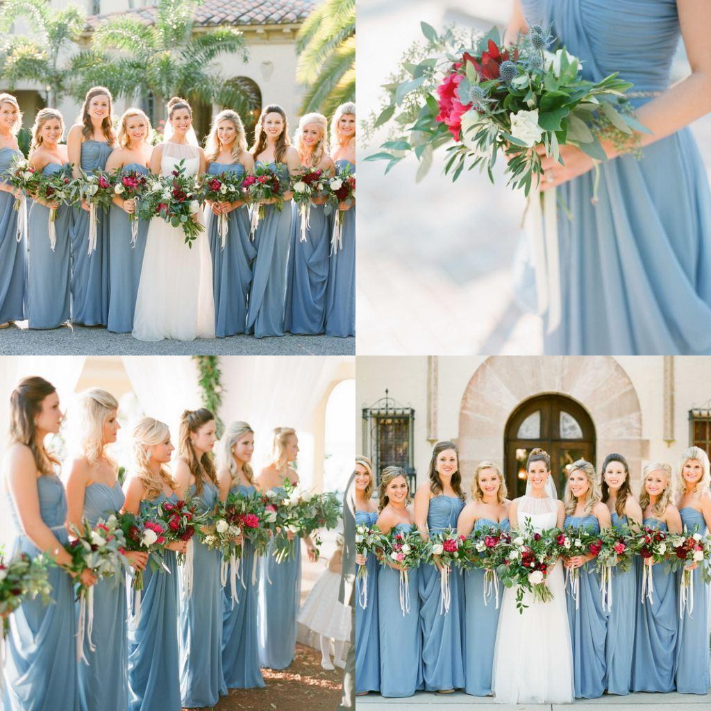 steel blue chiffon bridesmaid dresses